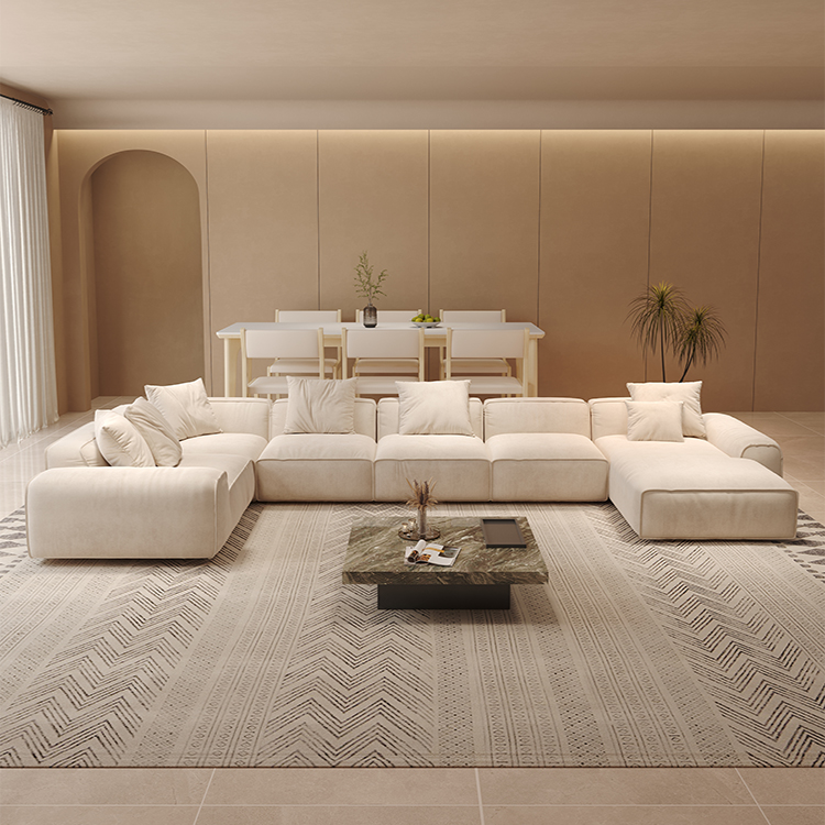Baxter White Sanded Suede Modular Sectional Sofa