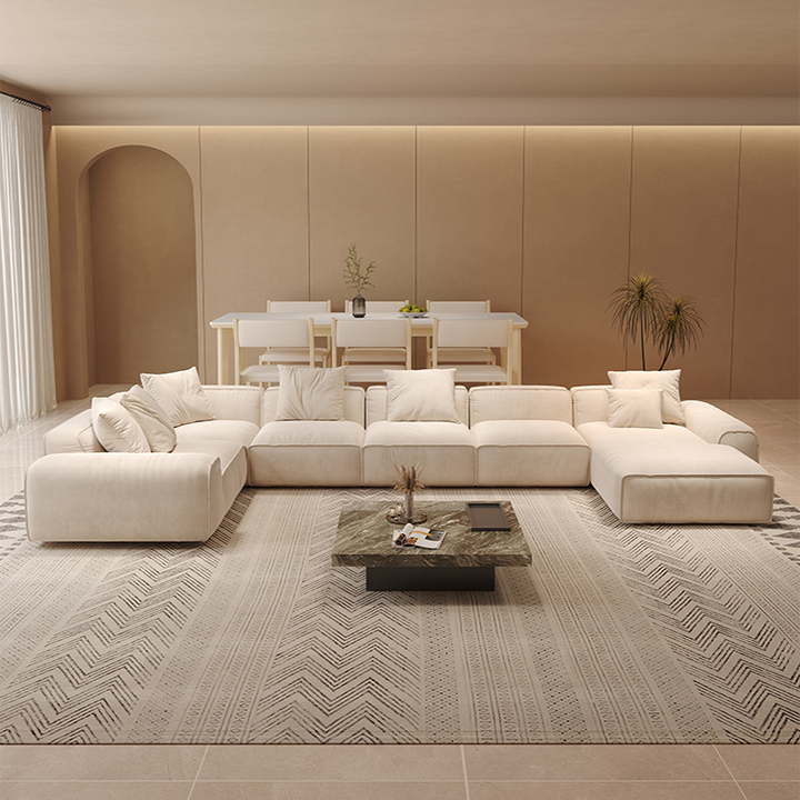 Baxter White Sanded Suede Modular Sectional Sofa