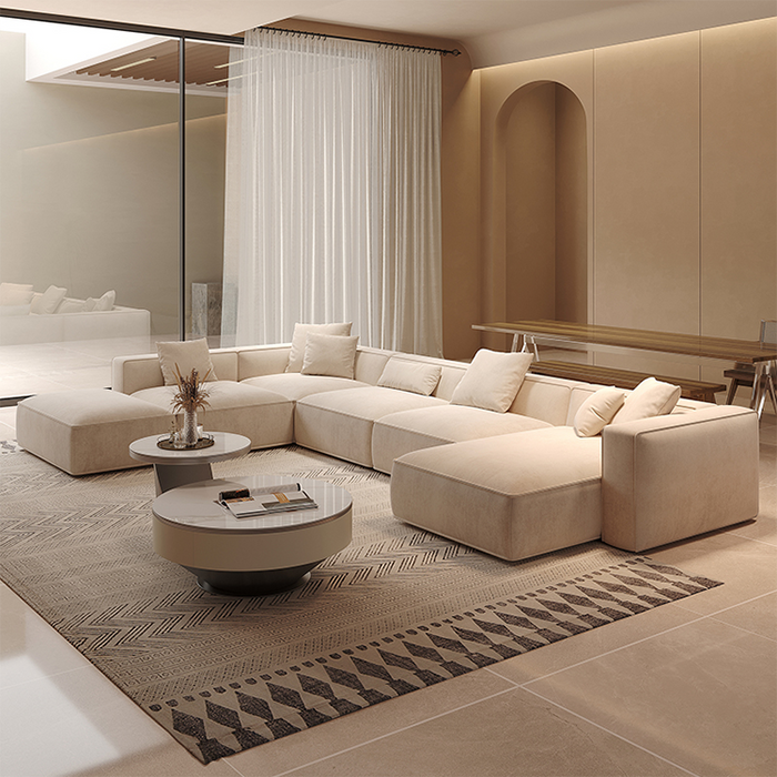 Baxter White Sanded Suede Modular Sectional Sofa