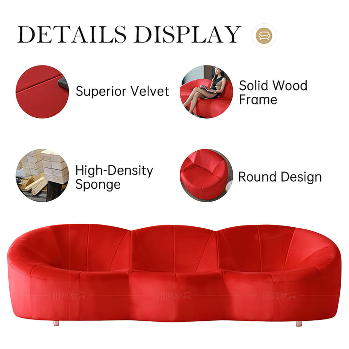 Vintage Velvet  Pumpkin Sofa 3 Seats