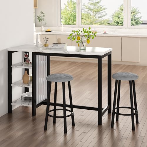 3-Piece Marble Table and Chairs Set