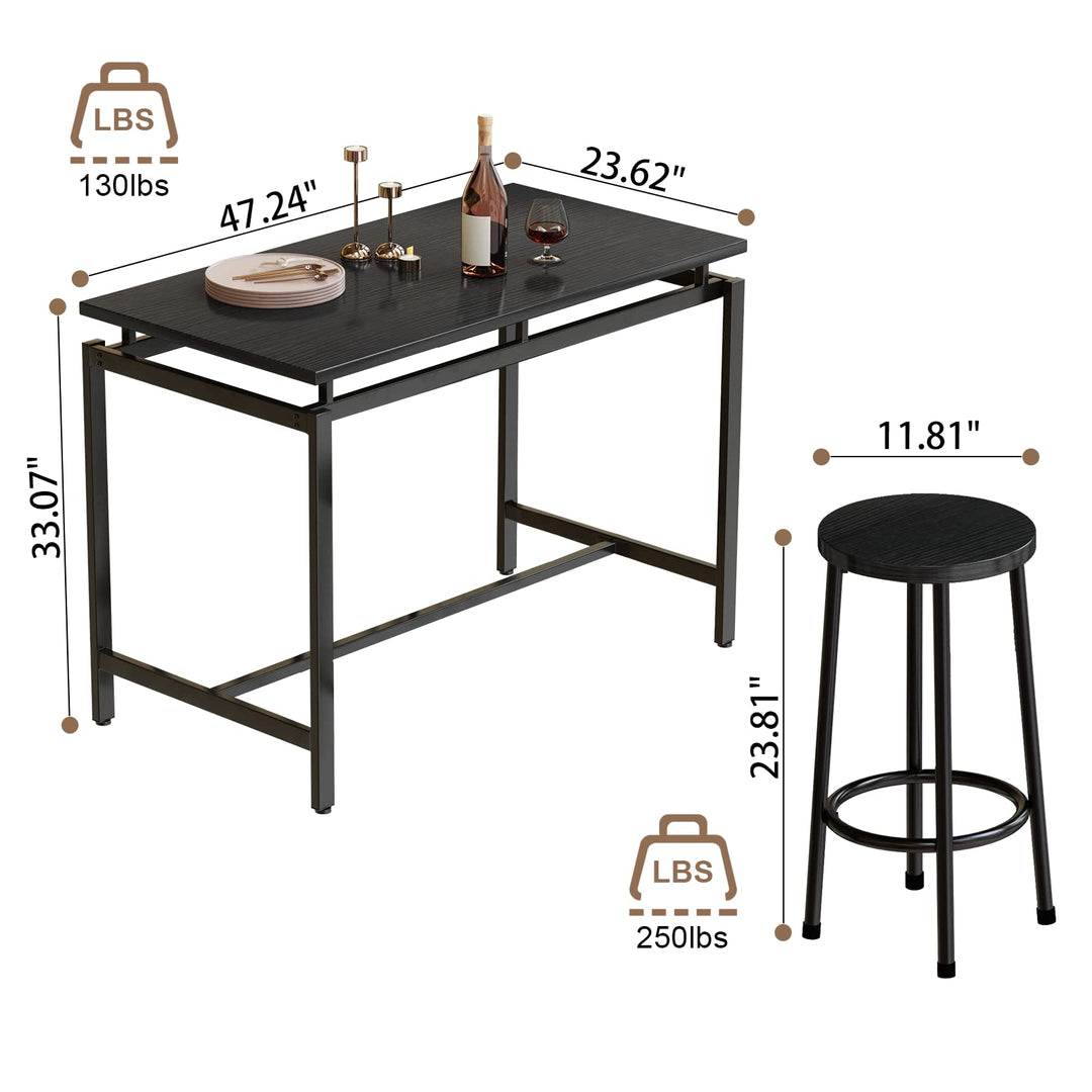 Lamerge Counter Height Dining Table & Chairs Set for 4,5 Piece Bar Table Set,Wood Kitchen Table & 4 Bar Stools for Small Spaces,Apartment, Pub,Dining Room,Rustic Brown, LCHD-RB