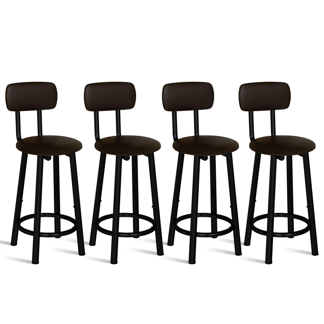 Counter Stools Set of 4, Modern 35" High Bar Stools Tall Chair with Backrest, PU Leather Pub Stool Bar Stool Counter Height Chairs Island Chairs for Kitchen, Living Room, Gold