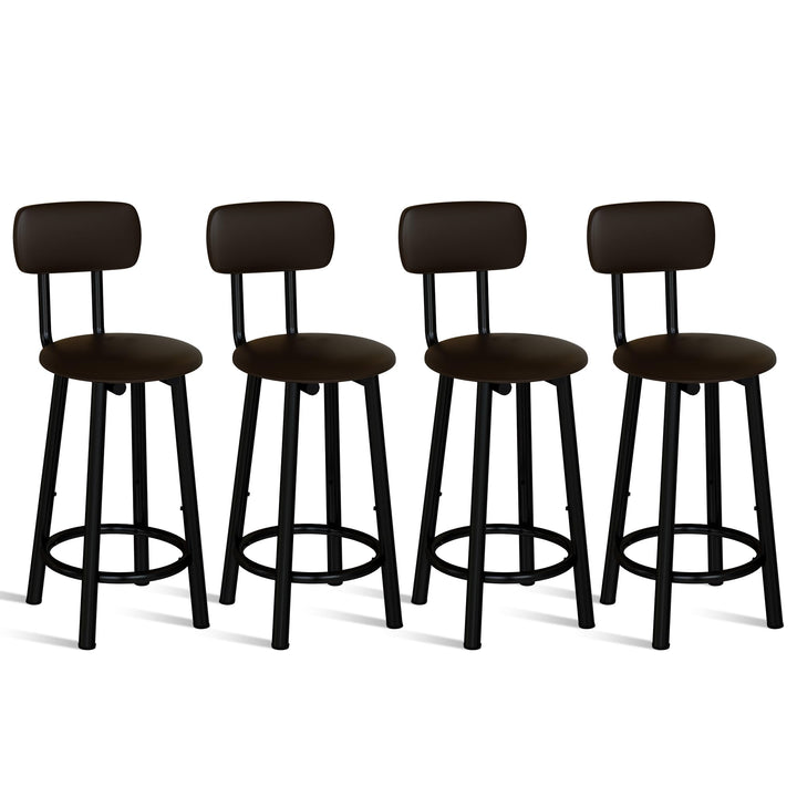 Counter Stools Set of 4, Modern 35" High Bar Stools Tall Chair with Backrest, PU Leather Pub Stool Bar Stool Counter Height Chairs Island Chairs for Kitchen, Living Room, Gold
