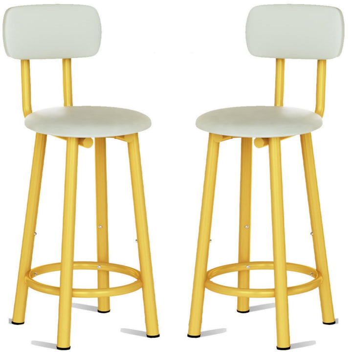 Counter Stools Set of 4, Modern 35" High Bar Stools Tall Chair with Backrest, PU Leather Pub Stool Bar Stool Counter Height Chairs Island Chairs for Kitchen, Living Room, Gold