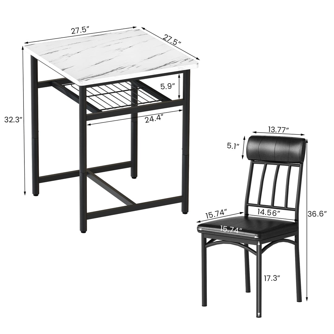 3-Piece Marble Table and Chairs Set
