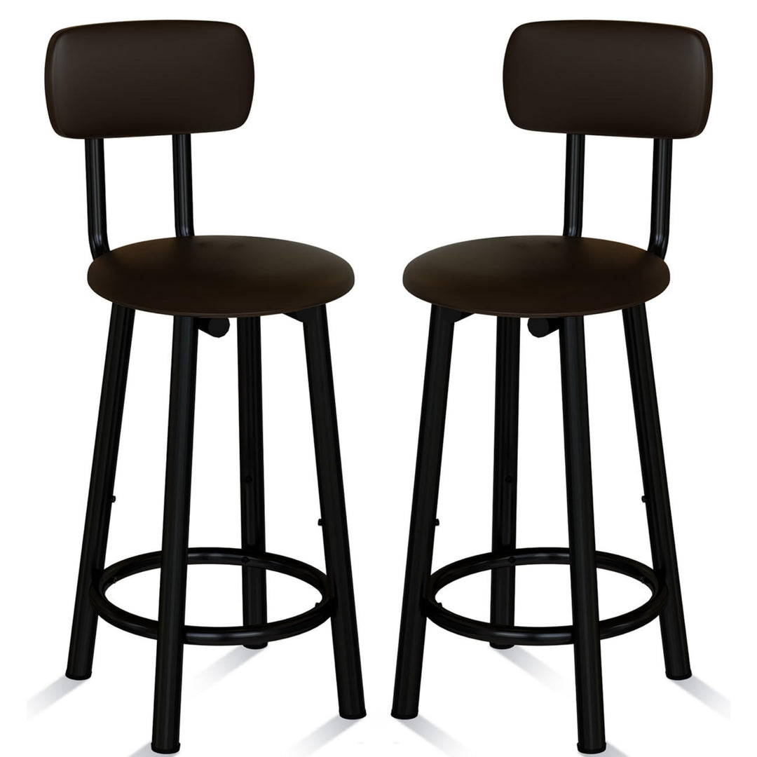 Counter Stools Set of 4, Modern 35" High Bar Stools Tall Chair with Backrest, PU Leather Pub Stool Bar Stool Counter Height Chairs Island Chairs for Kitchen, Living Room, Gold