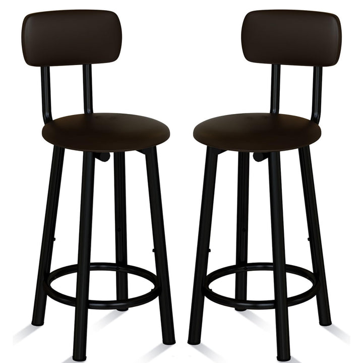 Counter Stools Set of 4, Modern 35" High Bar Stools Tall Chair with Backrest, PU Leather Pub Stool Bar Stool Counter Height Chairs Island Chairs for Kitchen, Living Room, Gold