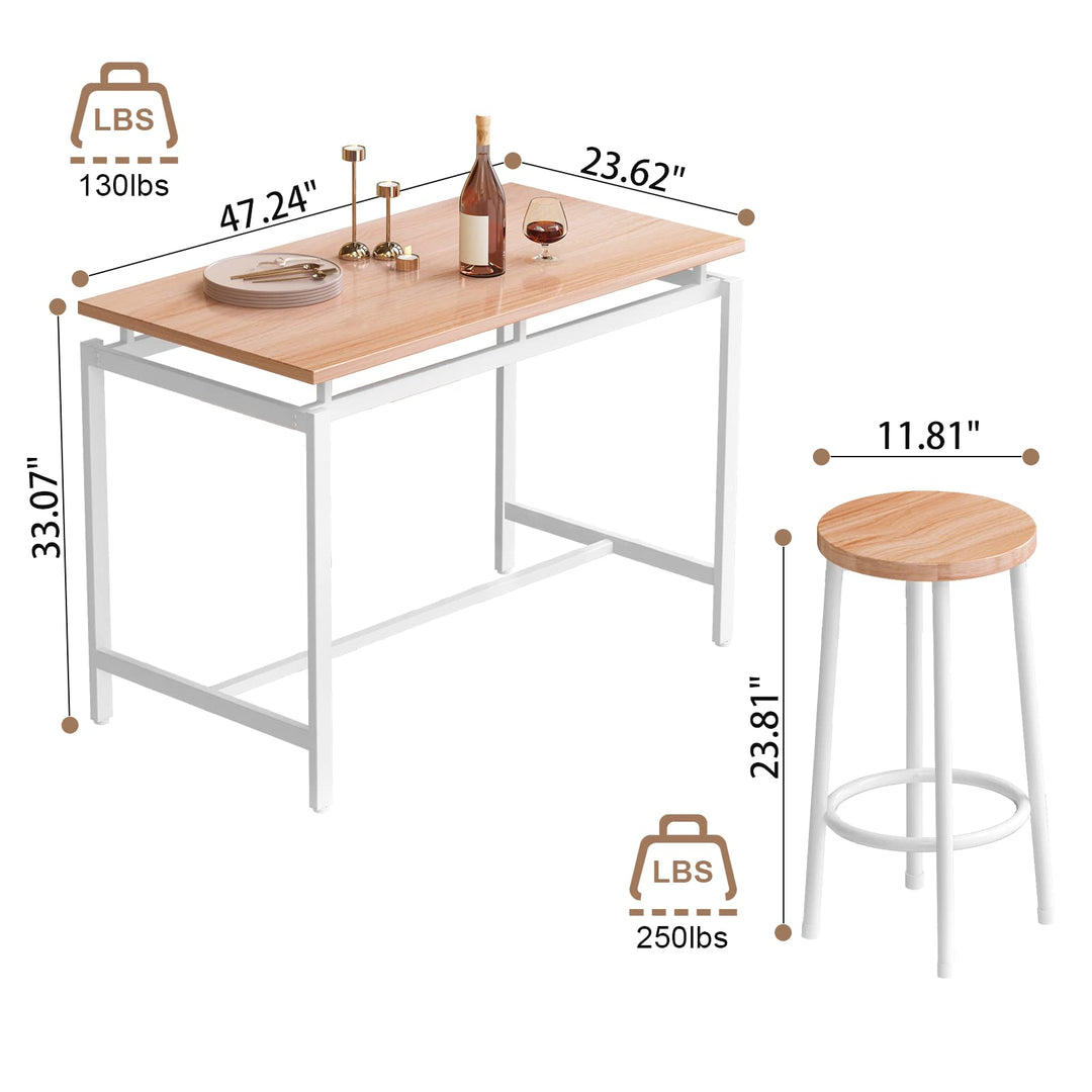 Lamerge Counter Height Dining Table & Chairs Set for 4,5 Piece Bar Table Set,Wood Kitchen Table & 4 Bar Stools for Small Spaces,Apartment, Pub,Dining Room,Rustic Brown, LCHD-RB