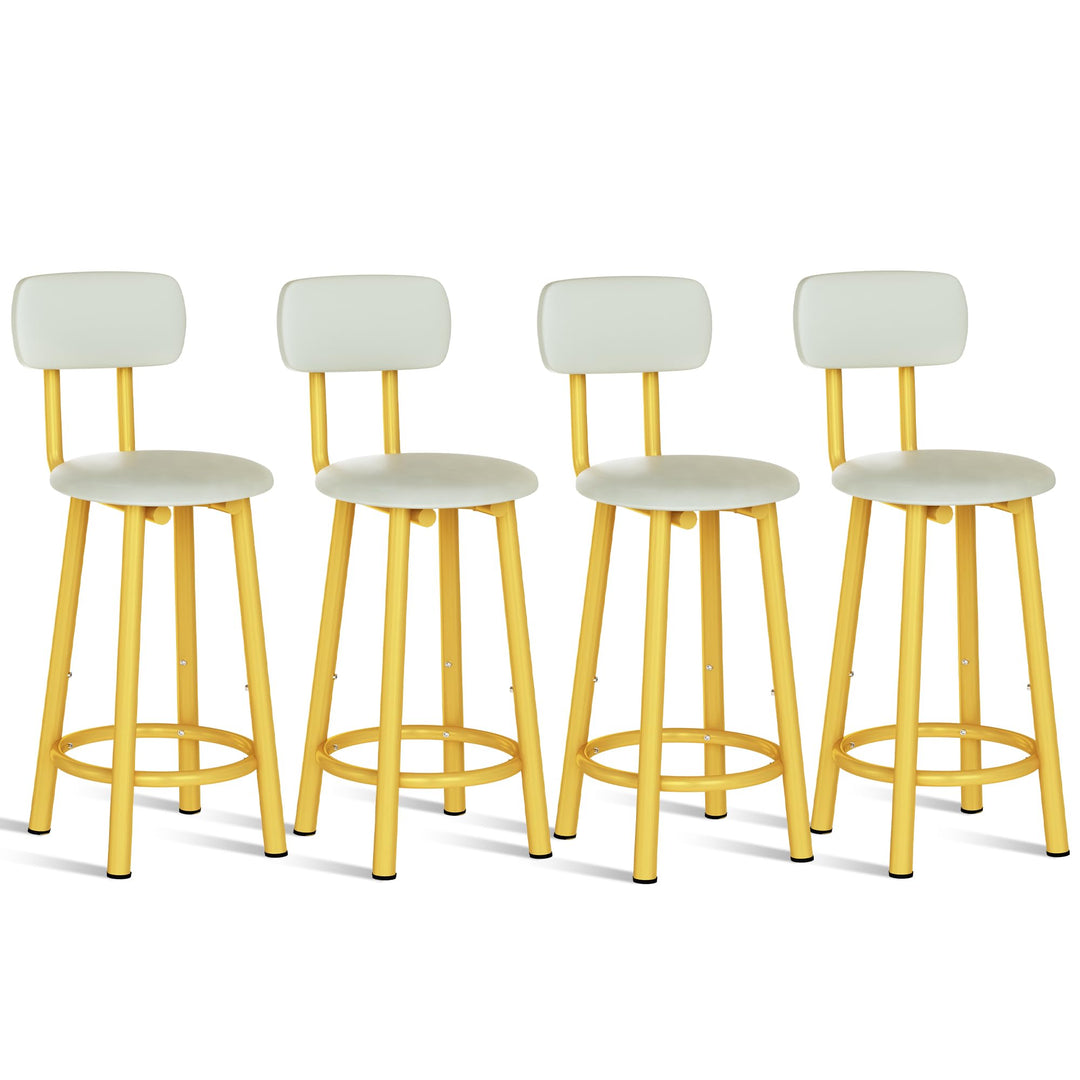 Counter Stools Set of 4, Modern 35" High Bar Stools Tall Chair with Backrest, PU Leather Pub Stool Bar Stool Counter Height Chairs Island Chairs for Kitchen, Living Room, Gold