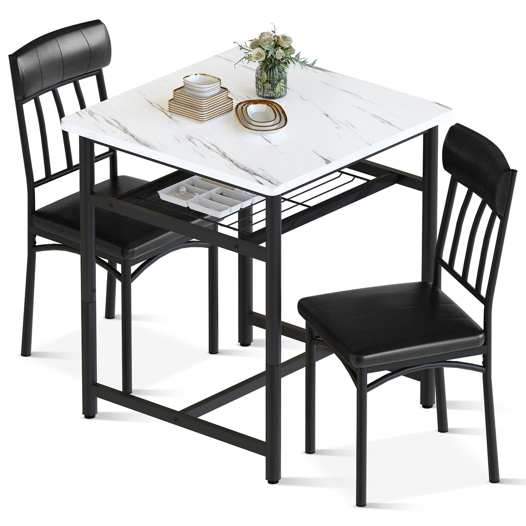 3-Piece Marble Table and Chairs Set