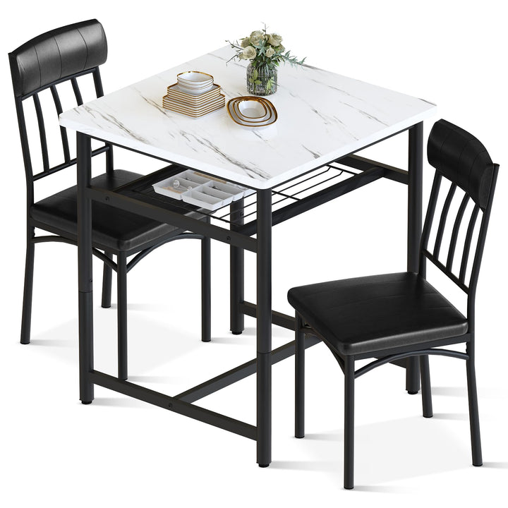 3-Piece Marble Table and Chairs Set