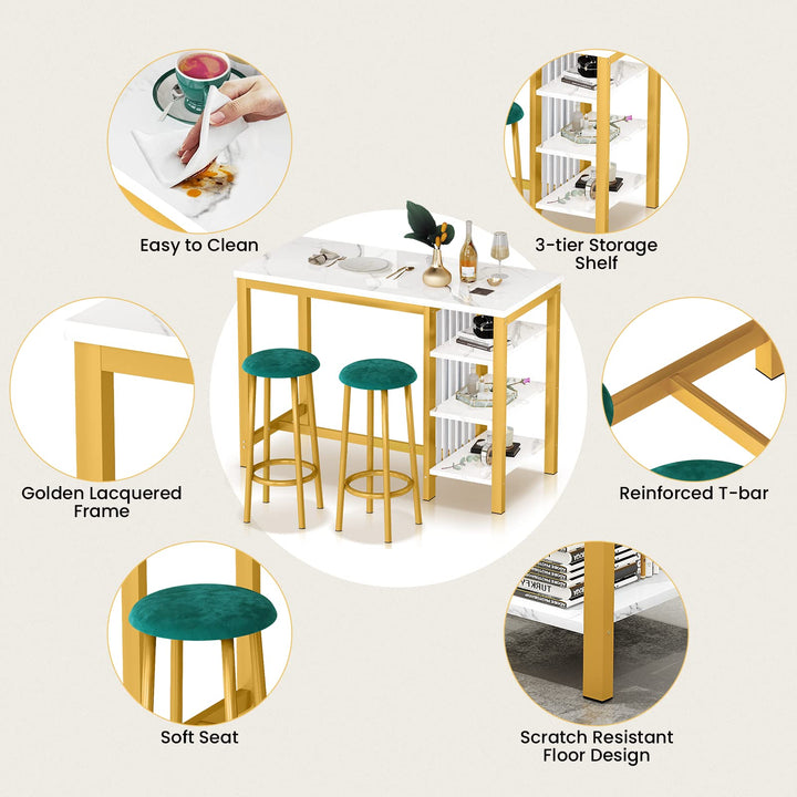 3-Piece Marble Table and Chairs Set