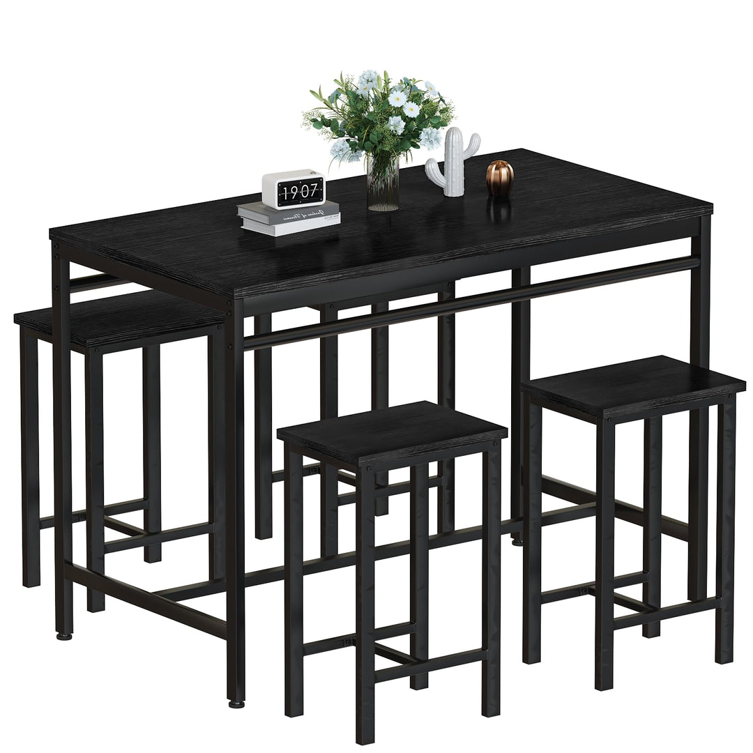 Lamerge Kitchen Tables Set for 4, Dining Faux Marble Top Table and 4 PU Leather Chairs, 5 Pieces Dining Room Table Set for Small Space, Breakfast Nook and Apartment,White+beige,Dining Table024