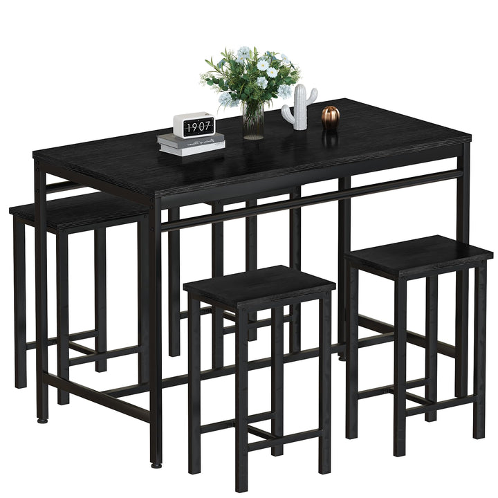 Lamerge Kitchen Tables Set for 4, Dining Faux Marble Top Table and 4 PU Leather Chairs, 5 Pieces Dining Room Table Set for Small Space, Breakfast Nook and Apartment,White+beige,Dining Table024