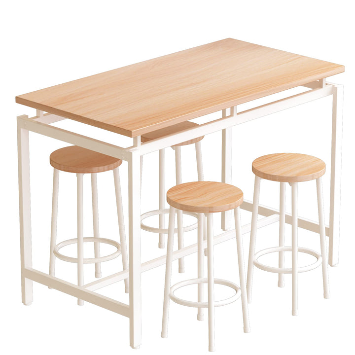 Lamerge Counter Height Dining Table & Chairs Set for 4,5 Piece Bar Table Set,Wood Kitchen Table & 4 Bar Stools for Small Spaces,Apartment, Pub,Dining Room,Rustic Brown, LCHD-RB