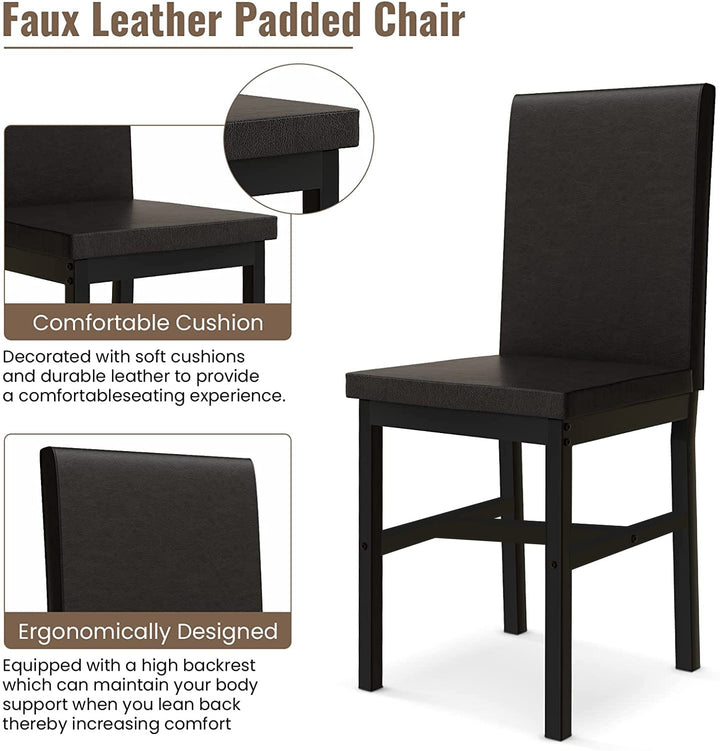 Hooseng 5 Piece Faux Marble Dining Table Set, Table and Chairs Set for 4, Dining Table Set for 4, Kitchen Table and Chair Set Perfect for Small Space, Bar, Kitchen, Breakfast Nook, Living Room, Black