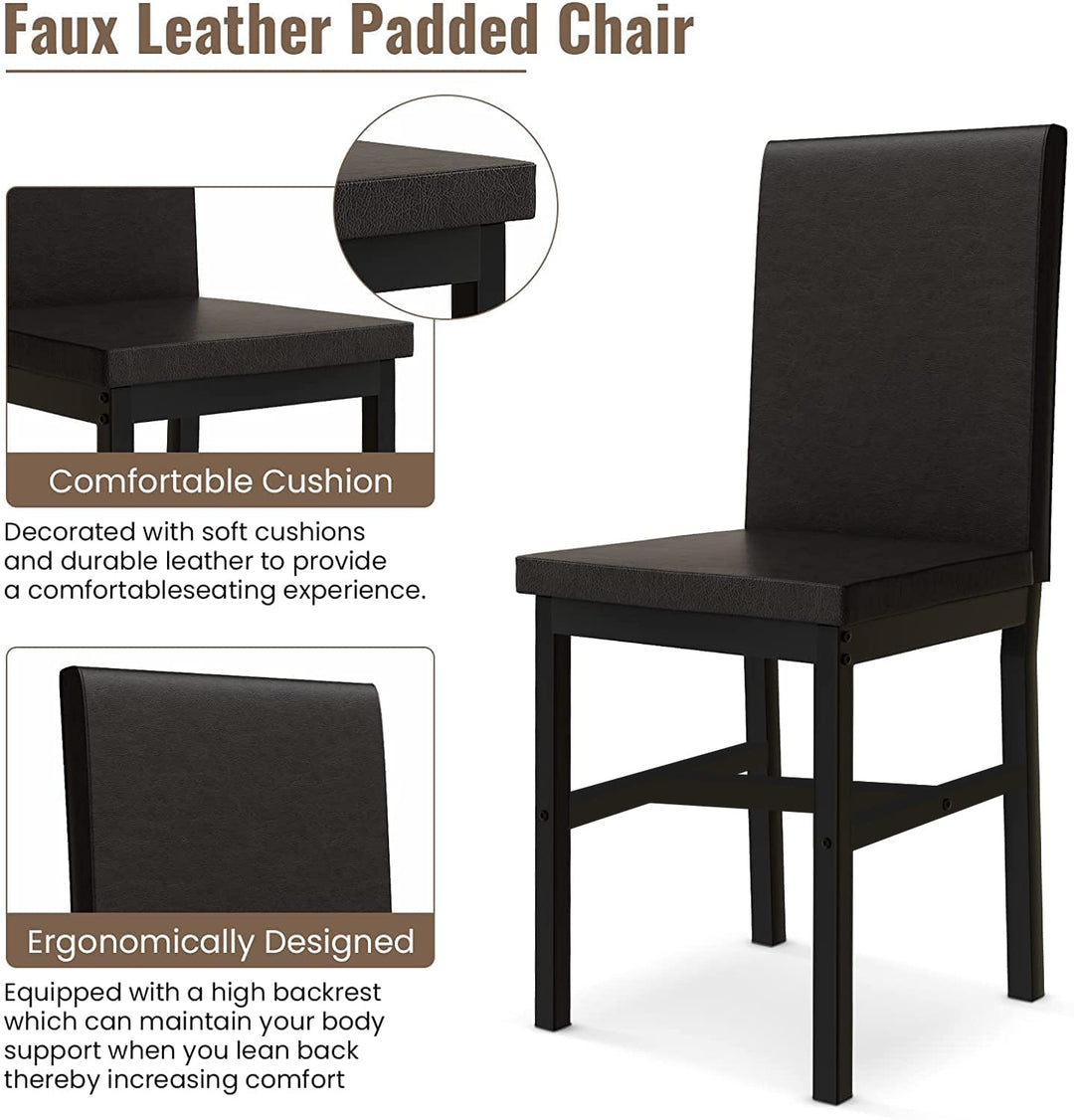 Hooseng 5 Piece Faux Marble Dining Table Set, Table and Chairs Set for 4, Dining Table Set for 4, Kitchen Table and Chair Set Perfect for Small Space, Bar, Kitchen, Breakfast Nook, Living Room, Black