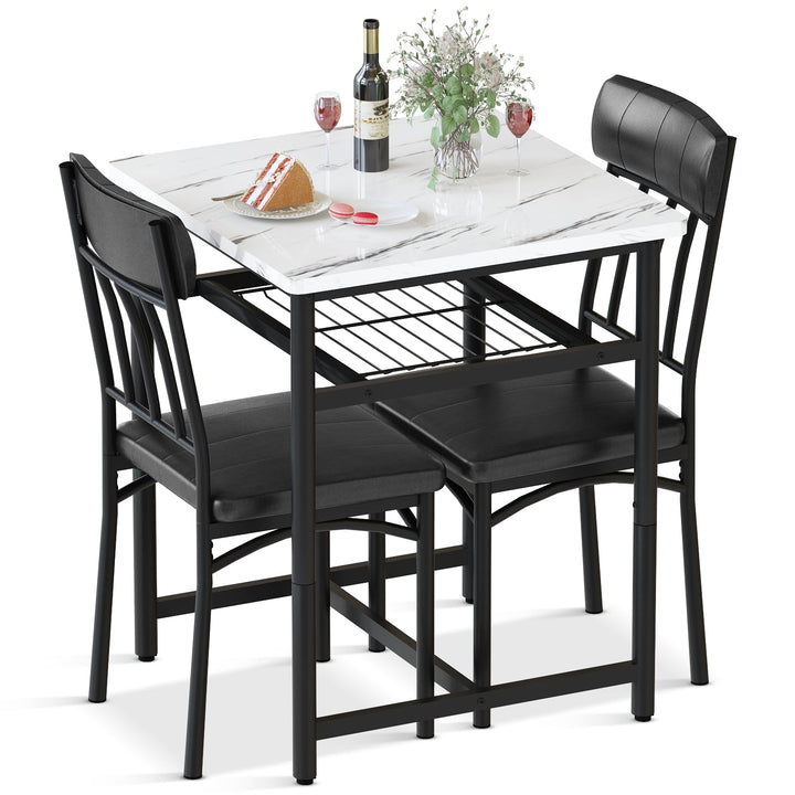 3-Piece Marble Table and Chairs Set