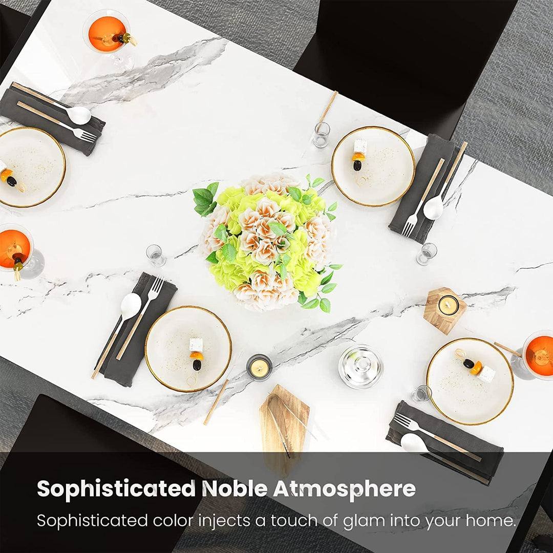 Hooseng 5 Piece Faux Marble Dining Table Set, Table and Chairs Set for 4, Dining Table Set for 4, Kitchen Table and Chair Set Perfect for Small Space, Bar, Kitchen, Breakfast Nook, Living Room, Black