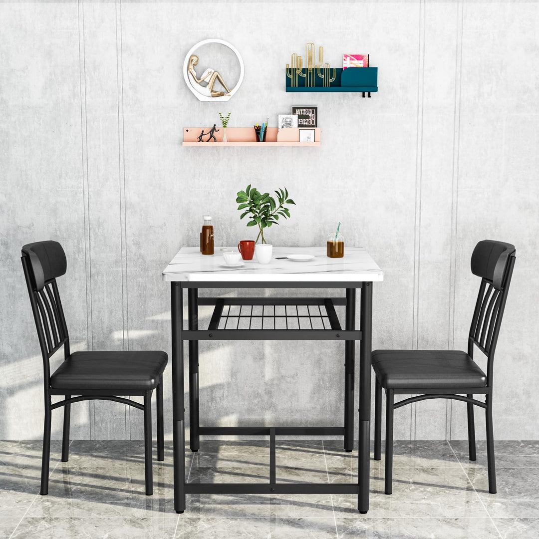 3-Piece Marble Table and Chairs Set