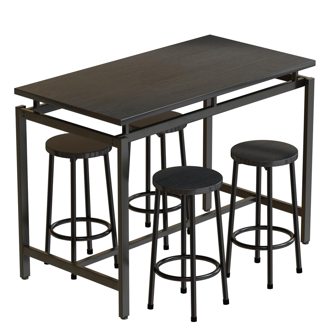 Lamerge Counter Height Dining Table & Chairs Set for 4,5 Piece Bar Table Set,Wood Kitchen Table & 4 Bar Stools for Small Spaces,Apartment, Pub,Dining Room,Rustic Brown, LCHD-RB