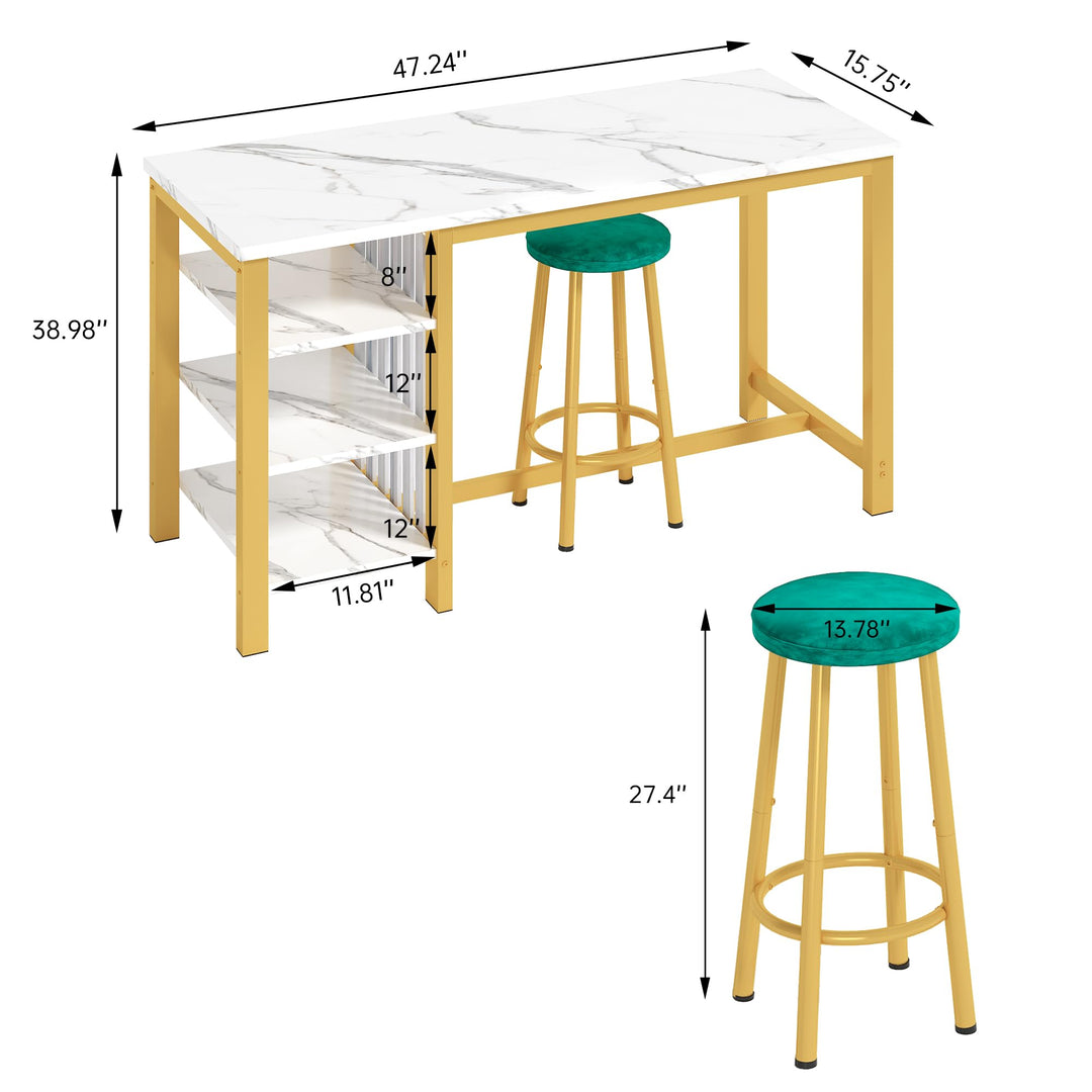 3-Piece Marble Table and Chairs Set