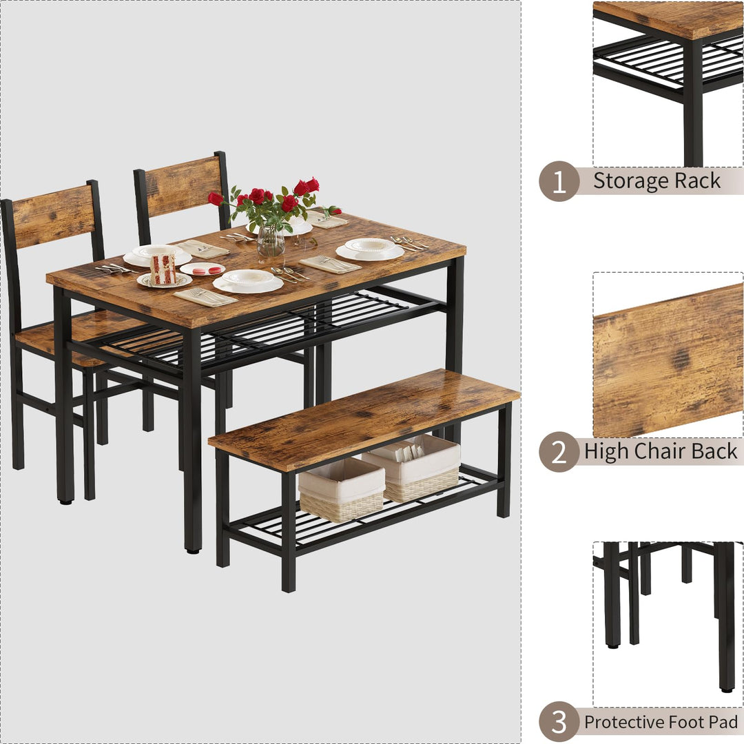 Lamerge Kitchen Tables Set for 4, Dining Faux Marble Top Table and 4 PU Leather Chairs, 5 Pieces Dining Room Table Set for Small Space, Breakfast Nook and Apartment,White+beige,Dining Table024