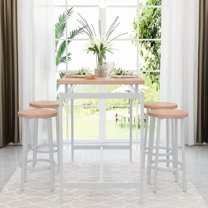 Lamerge Counter Height Dining Table & Chairs Set for 4,5 Piece Bar Table Set,Wood Kitchen Table & 4 Bar Stools for Small Spaces,Apartment, Pub,Dining Room,Rustic Brown, LCHD-RB