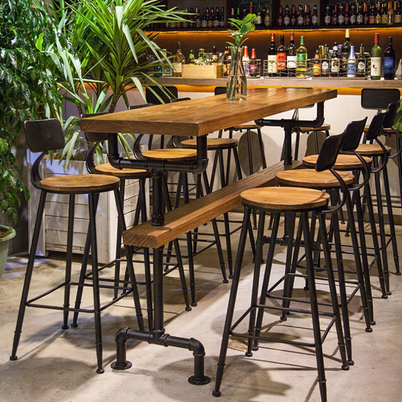 Haven Vintage Wood Outdoor Patio Bar Dining Table Set With Table&