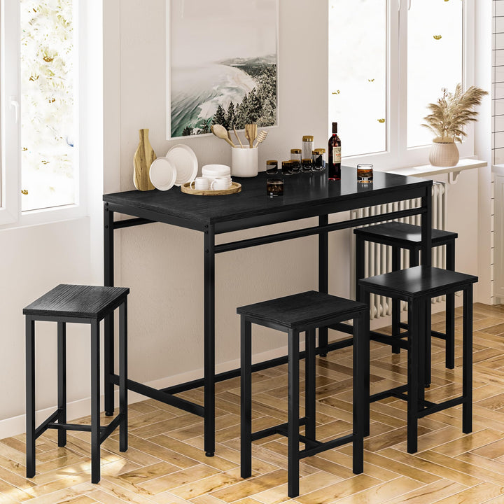 Lamerge Kitchen Tables Set for 4, Dining Faux Marble Top Table and 4 PU Leather Chairs, 5 Pieces Dining Room Table Set for Small Space, Breakfast Nook and Apartment,White+beige,Dining Table024