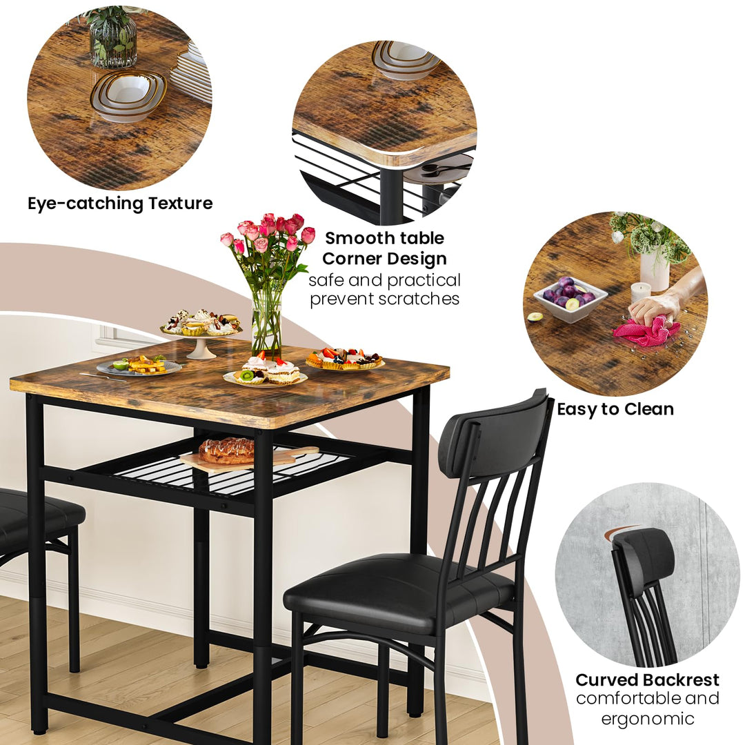3-Piece Marble Table and Chairs Set