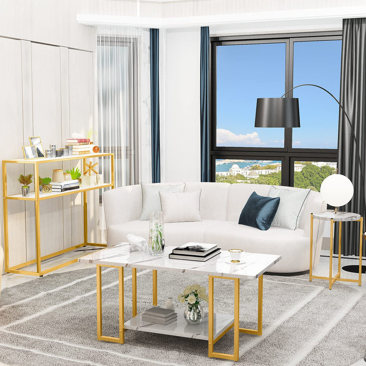 3 Pieces Industrial Living Room Table Set