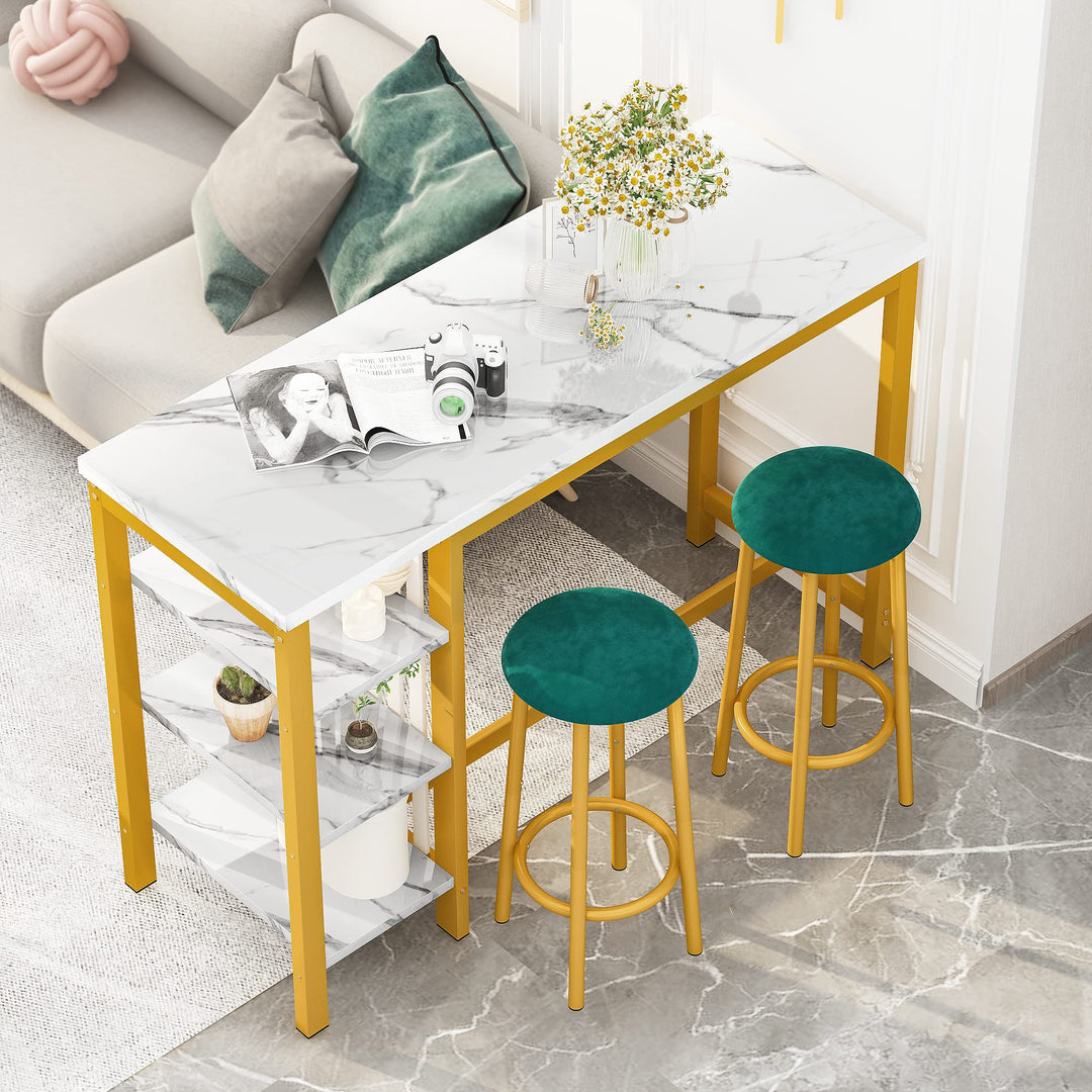 3-Piece Marble Table and Chairs Set