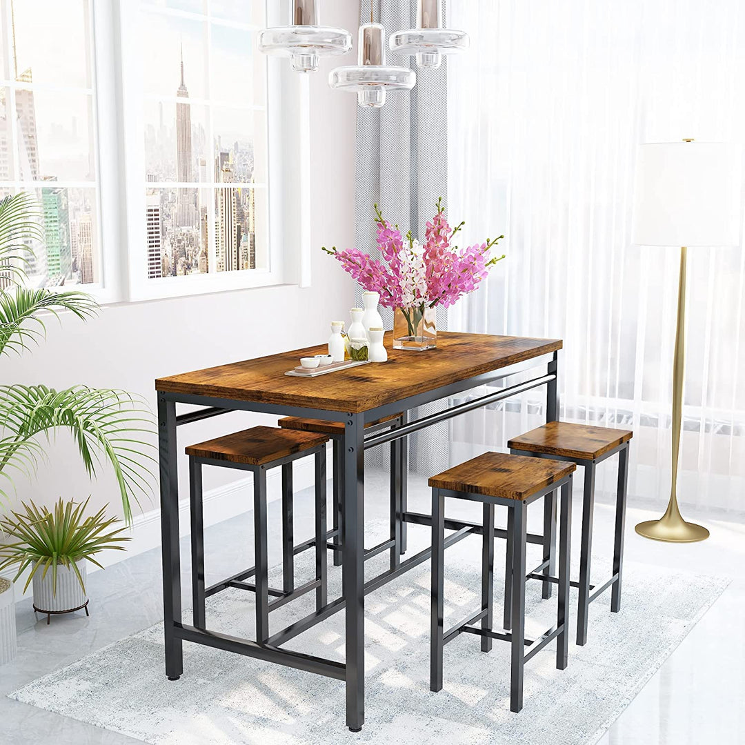 Lamerge Kitchen Tables Set for 4, Dining Faux Marble Top Table and 4 PU Leather Chairs, 5 Pieces Dining Room Table Set for Small Space, Breakfast Nook and Apartment,White+beige,Dining Table024