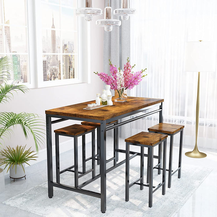 Lamerge Kitchen Tables Set for 4, Dining Faux Marble Top Table and 4 PU Leather Chairs, 5 Pieces Dining Room Table Set for Small Space, Breakfast Nook and Apartment,White+beige,Dining Table024