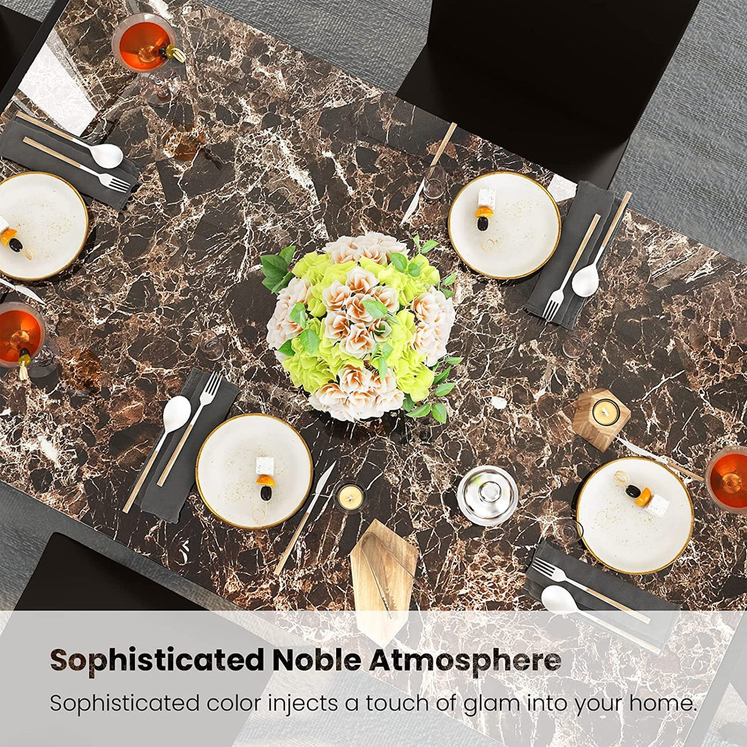 Hooseng 5 Piece Faux Marble Dining Table Set, Table and Chairs Set for 4, Dining Table Set for 4, Kitchen Table and Chair Set Perfect for Small Space, Bar, Kitchen, Breakfast Nook, Living Room, Black