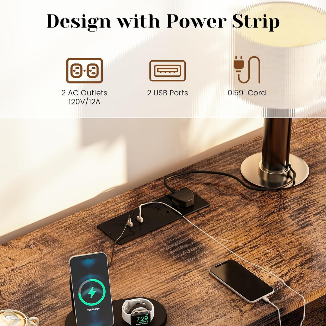 Lamerge Vintage Kitchen Freestanding Storage Organizer, Farmhouse Buffet Sideboard with Power Outlets and USB Ports, Large Side Cabinet with Doors, Accent Cabinet for Kitchen Wine Liquor Bar Buffet