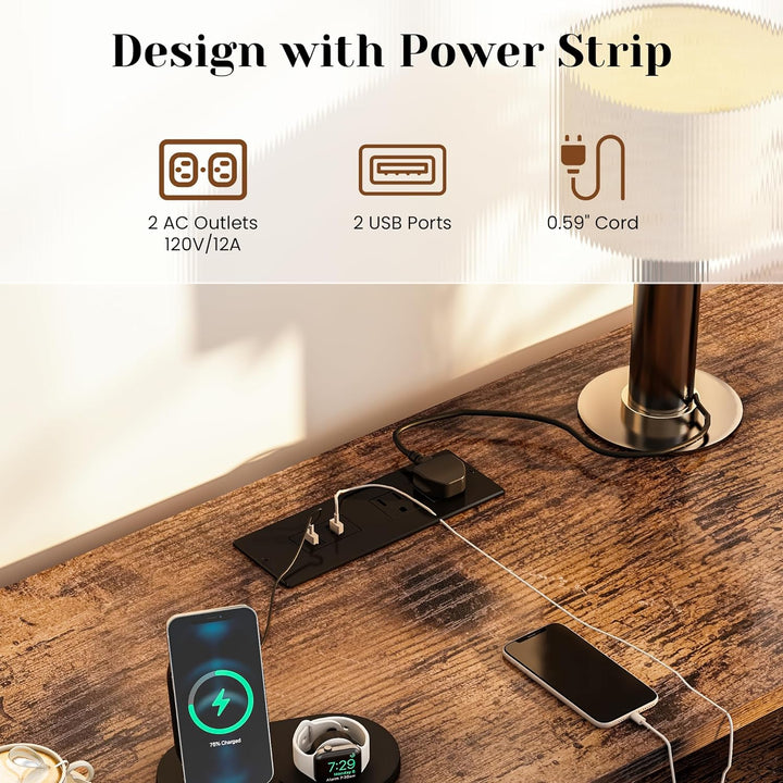 Lamerge Vintage Kitchen Freestanding Storage Organizer, Farmhouse Buffet Sideboard with Power Outlets and USB Ports, Large Side Cabinet with Doors, Accent Cabinet for Kitchen Wine Liquor Bar Buffet