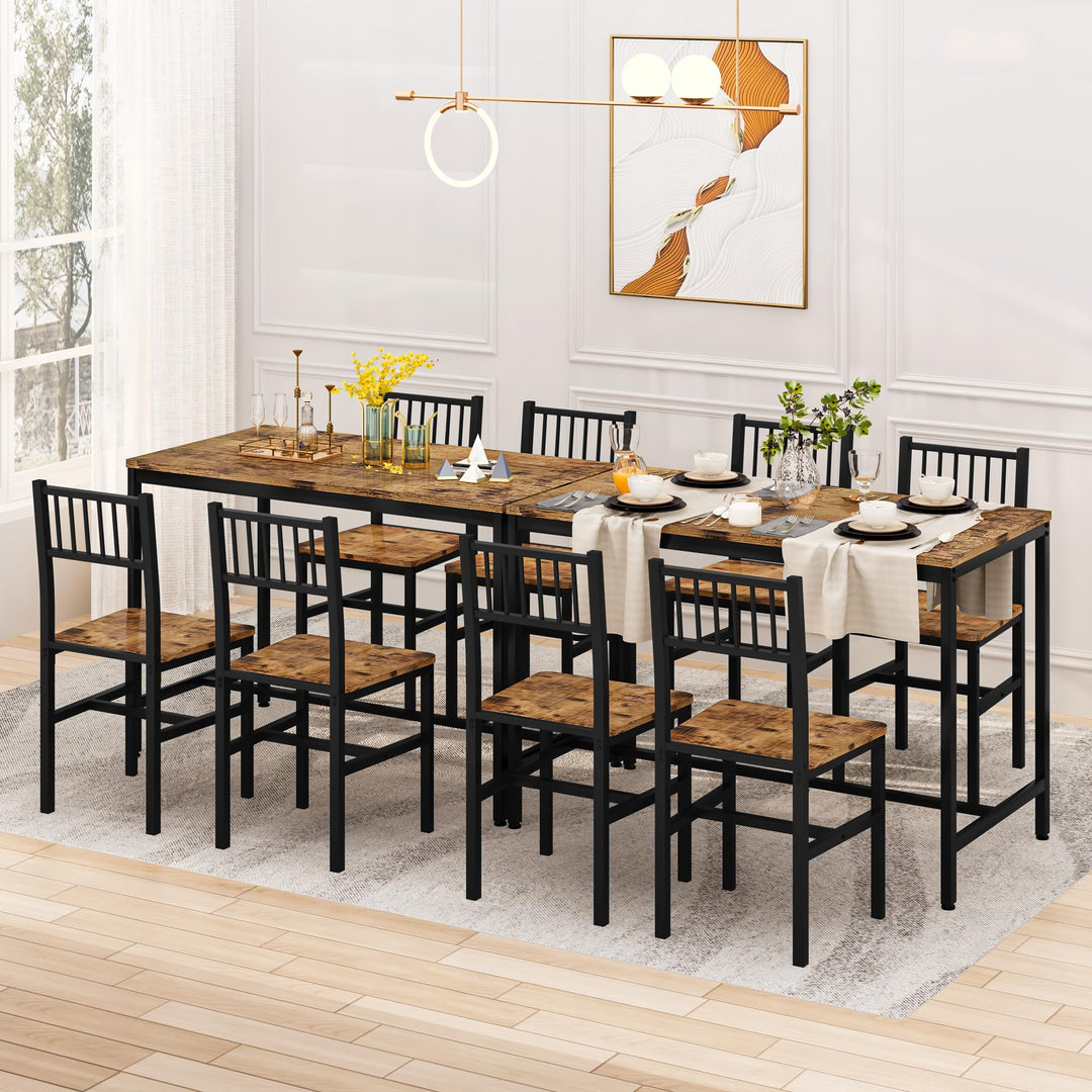 Lamerge Kitchen Tables Set for 4, Dining Faux Marble Top Table and 4 PU Leather Chairs, 5 Pieces Dining Room Table Set for Small Space, Breakfast Nook and Apartment,White+beige,Dining Table024