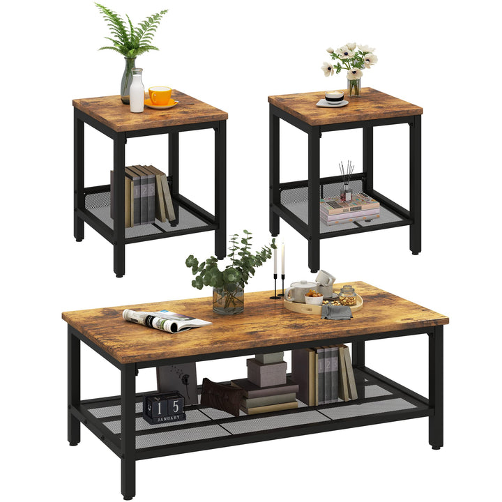 3 Pieces Industrial Living Room Table Set