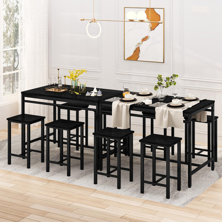 Lamerge Kitchen Tables Set for 4, Dining Faux Marble Top Table and 4 PU Leather Chairs, 5 Pieces Dining Room Table Set for Small Space, Breakfast Nook and Apartment,White+beige,Dining Table024