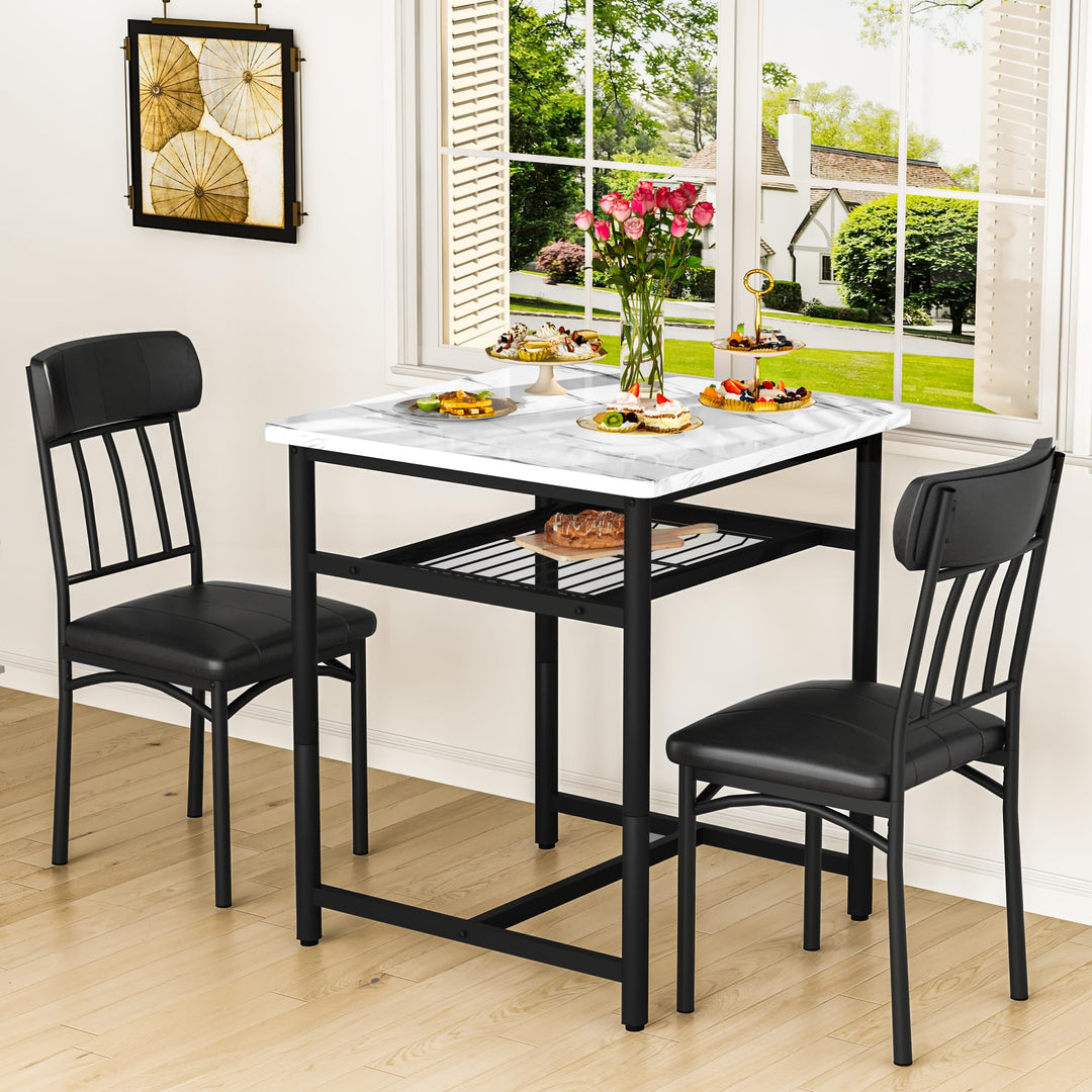 3-Piece Marble Table and Chairs Set