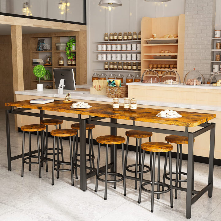 Lamerge Counter Height Dining Table & Chairs Set for 4,5 Piece Bar Table Set,Wood Kitchen Table & 4 Bar Stools for Small Spaces,Apartment, Pub,Dining Room,Rustic Brown, LCHD-RB