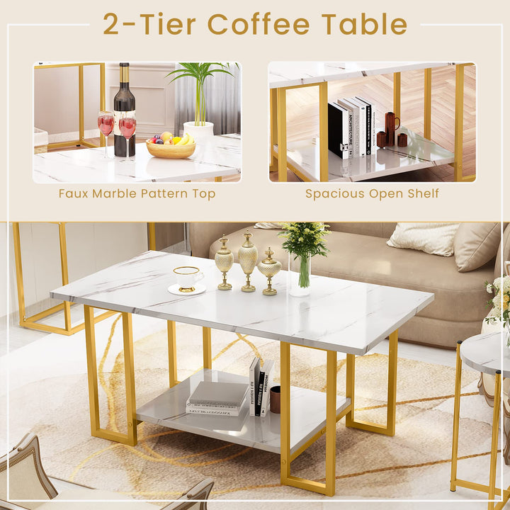 3 Pieces Industrial Living Room Table Set