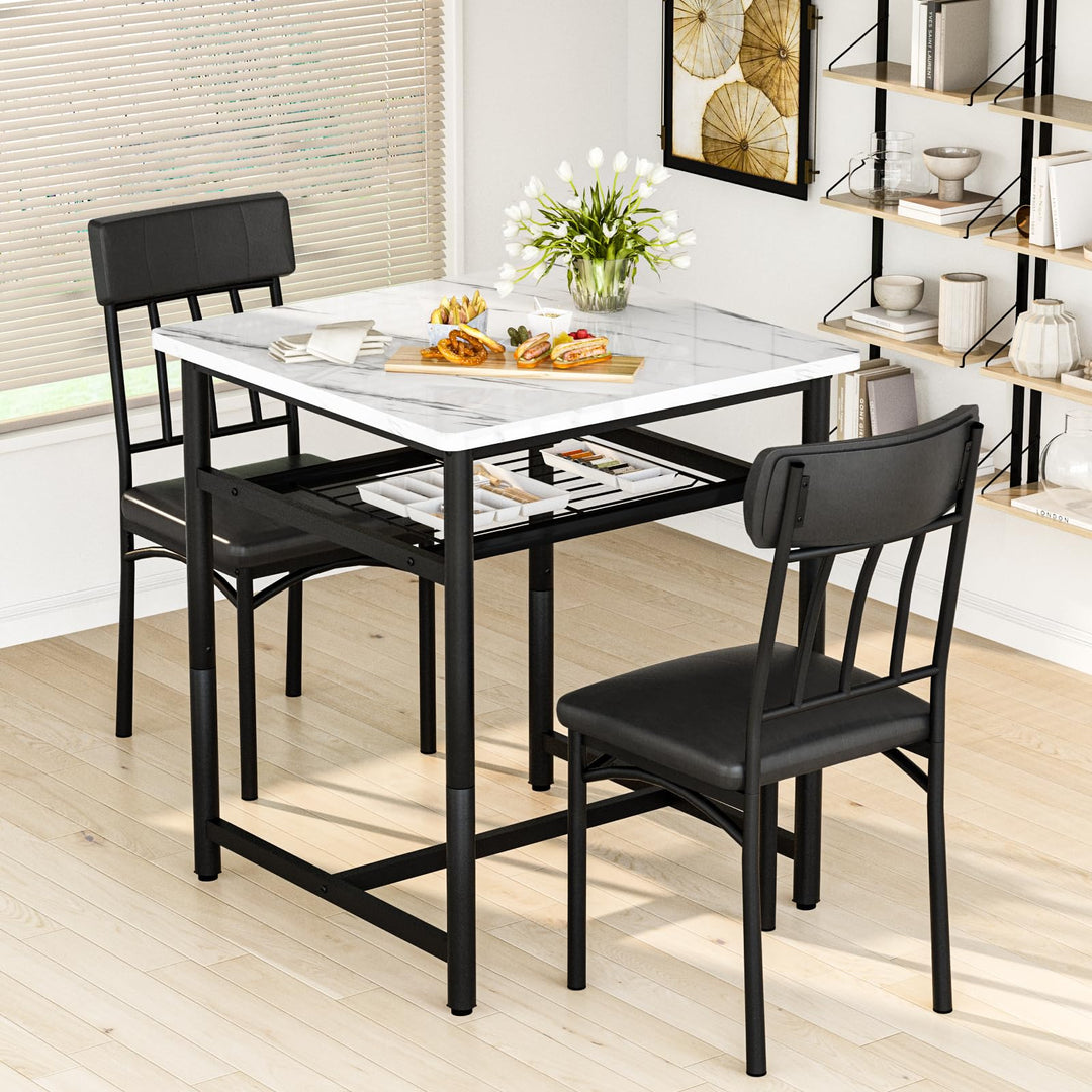 3-Piece Marble Table and Chairs Set