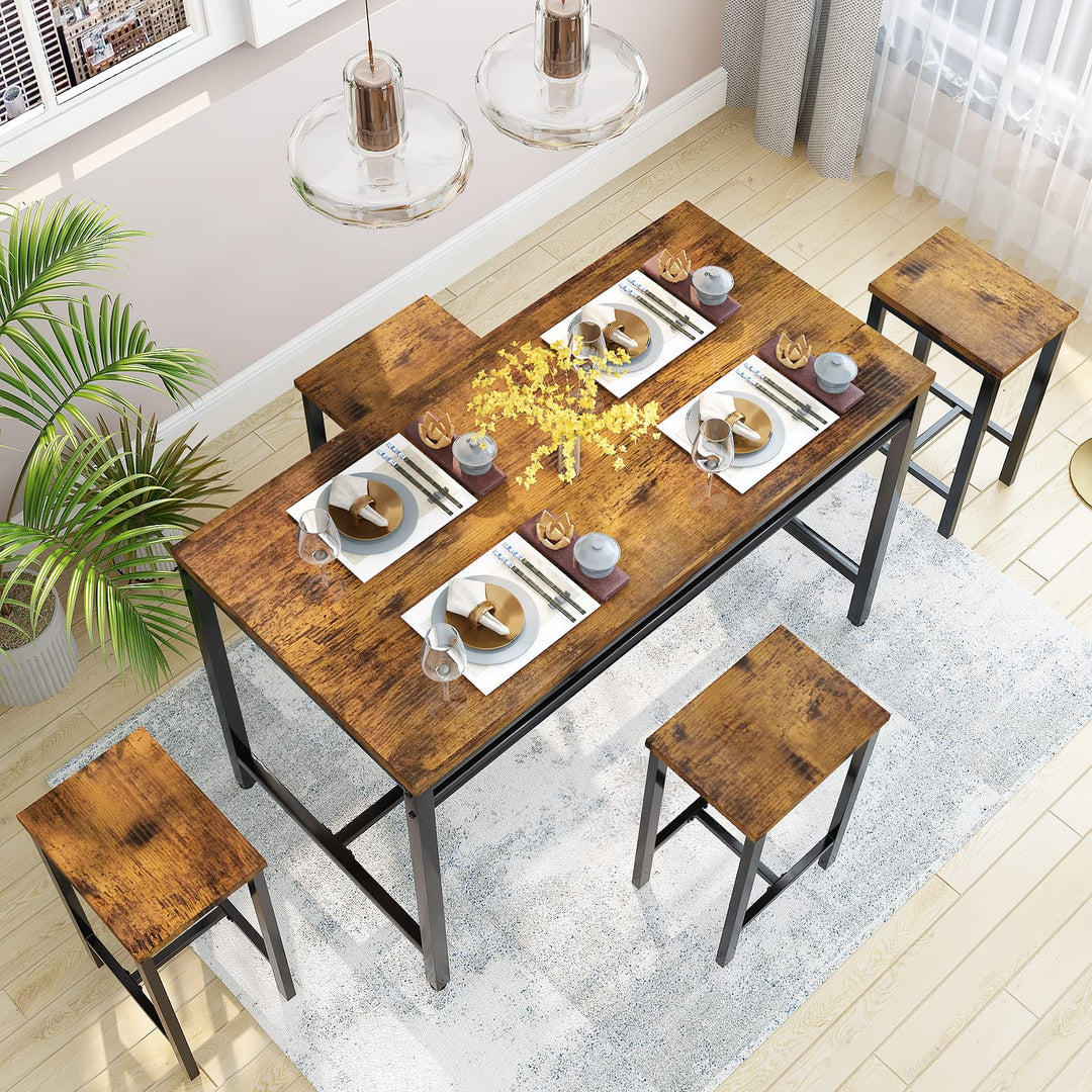 Lamerge Kitchen Tables Set for 4, Dining Faux Marble Top Table and 4 PU Leather Chairs, 5 Pieces Dining Room Table Set for Small Space, Breakfast Nook and Apartment,White+beige,Dining Table024