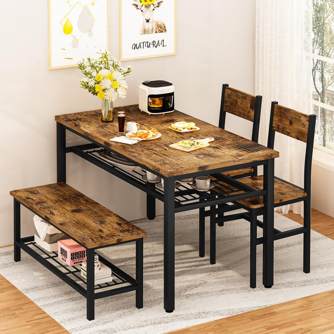 Lamerge Kitchen Tables Set for 4, Dining Faux Marble Top Table and 4 PU Leather Chairs, 5 Pieces Dining Room Table Set for Small Space, Breakfast Nook and Apartment,White+beige,Dining Table024