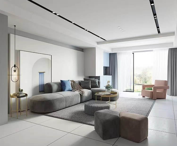 L-Shaped Light Grey Modular Sectional Sofa