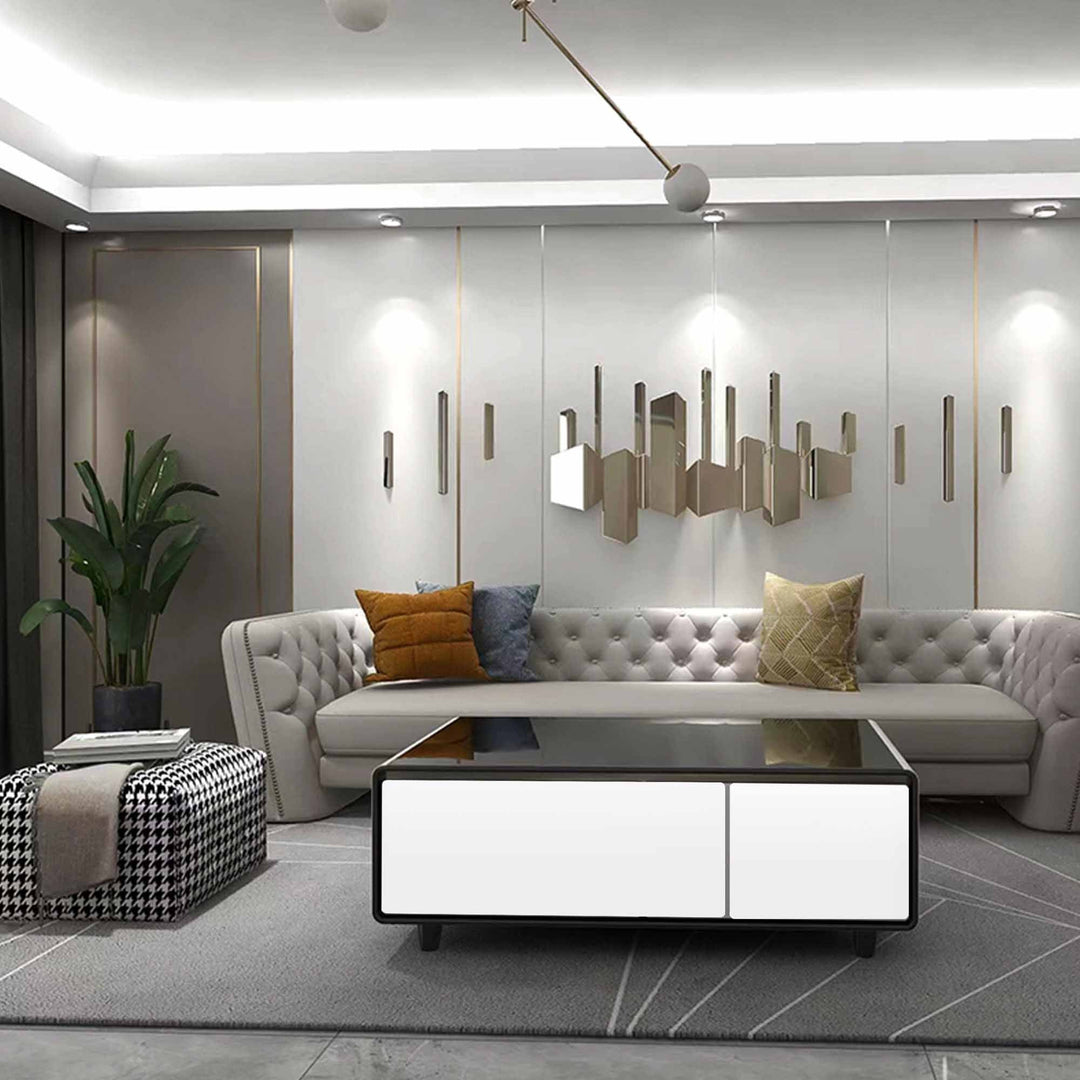 Shinju Modern Smart mini Coffee Table with Built in Fridge,white